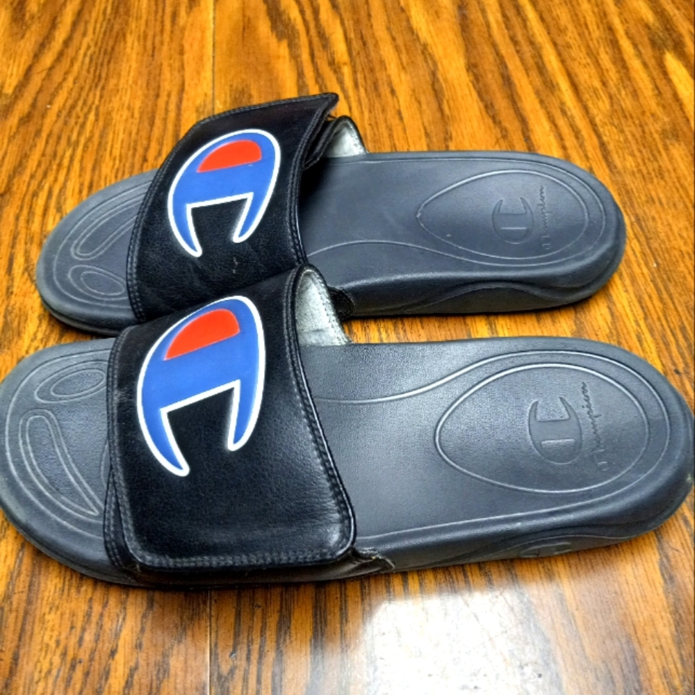 Unisex Champion Velcro Strap Slides.